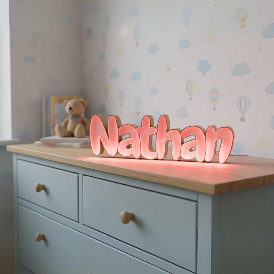 Prénom lumineux Nathan rouge