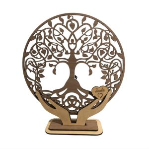 Arbre de vie sur support mains en bois