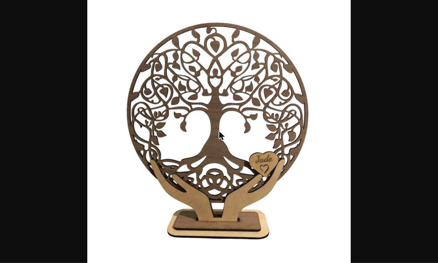 Arbre de vie sur support mains en bois