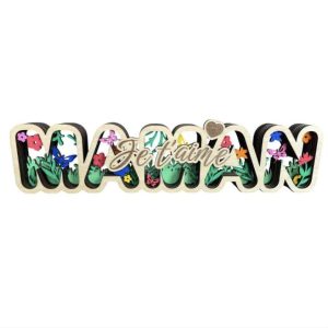 Décoration murale Maman Je T'aime en bois 3D